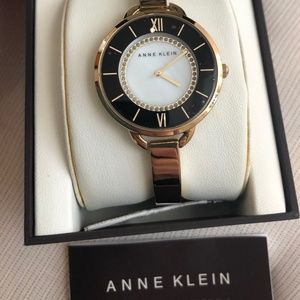 New ANNE KLEIN Gold-Tone Bangle Bracelet Watch,NWT